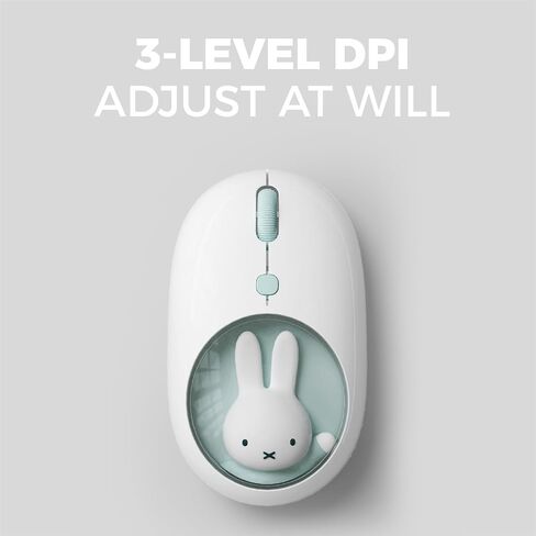 MIPOW X Miffy Bluetooth Wireless Mouse, Compact Portable for Laptops & Tablets. Seamless Tracking, Compatible with PC, Mac, Windows & macOS. Ideal, Cyan in Saudi Arabia