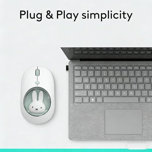 MIPOW X Miffy Bluetooth Wireless Mouse, Compact Portable for Laptops & Tablets. Seamless Tracking, Compatible with PC, Mac, Windows & macOS. Ideal, Cyan in Saudi Arabia