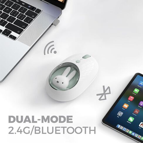 MIPOW X Miffy Bluetooth Wireless Mouse, Compact Portable for Laptops & Tablets. Seamless Tracking, Compatible with PC, Mac, Windows & macOS. Ideal, Cyan in Saudi Arabia