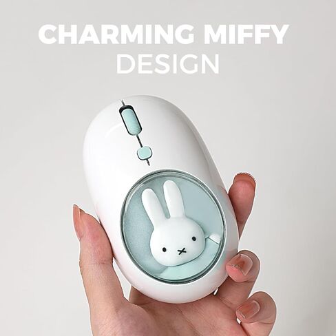 MIPOW X Miffy Bluetooth Wireless Mouse, Compact Portable for Laptops & Tablets. Seamless Tracking, Compatible with PC, Mac, Windows & macOS. Ideal, Cyan in Saudi Arabia