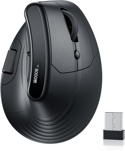 ECHTPower Ergonomic Vertical Mouse, Wireless Rechargeable Mouse with LED Display, 7-Level Adjustable DPI up to 8000, Silent & Programmable Buttons, Multi-Device Connection for PC/Mac/Laptop in Kuwait