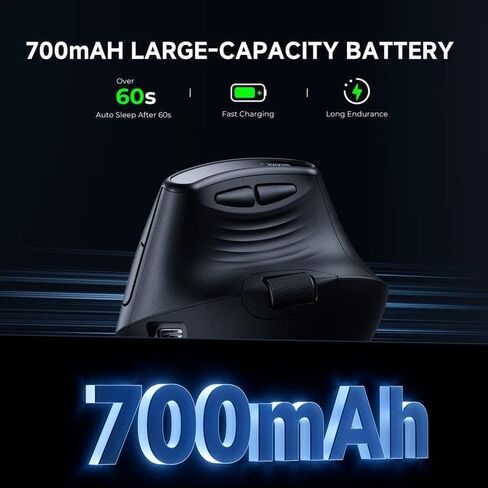 ECHTPower Ergonomic Vertical Mouse, Wireless Rechargeable Mouse with LED Display, 7-Level Adjustable DPI up to 8000, Silent & Programmable Buttons, Multi-Device Connection for PC/Mac/Laptop in Kuwait