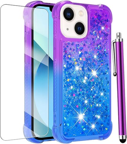 for iPhone 13 Case, iPhone 14 Case, Cute Glitter, Pink Purple in Saudi Arabia
