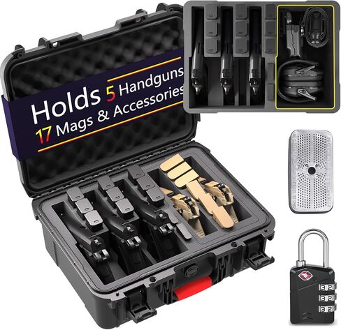 Pistol Gun Case for Handguns – Holds Multiple Handguns Case & Mags | TSA Approved Waterproof Hard Shell Pistol Case with Pre-Cut Foam, Heavy Duty Protection for Storage in Kuwait