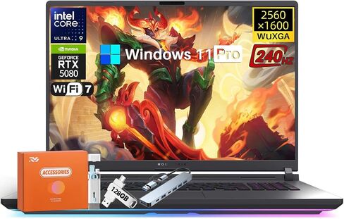 ASUS ROG Strix G18 2025 Gaming Laptop, NVIDIA RTX 5080 16GB GDDR7, 18" 2.5K 240Hz 3ms ROG Nebula Display, Intel Ultra 9 275HX 24-Core 5.4GHz, 64 GB DDR5, 2 TB SSD, Wi-Fi 7, Win11 Pro, w/Accessories in Kuwait