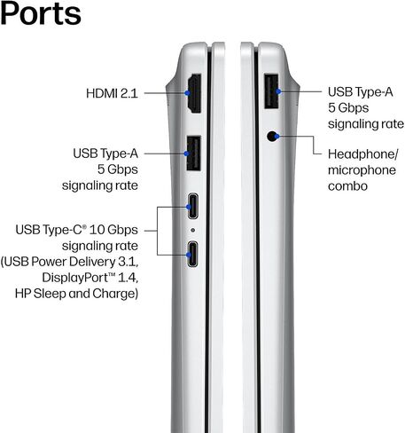 HP OmniBook 16" 2K Touchscreen Business Laptop AI PC, AMD Ryzen 5, 8 GB RAM, 128 GB PCle SSD, Copilot Key, Windows 11, Glacier Silver in Kuwait