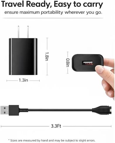 5V 2A Fast Wall Charger for Garmin Watch Charging Cable for Fenix 8 7 7S 7X 6S 6 6X 5S 5 5X Plus, Vivoactive 6 5 4 4S， Forerunner 55 255 745 165 570, Instinct 2 2S 2X, Venu 2 Plus 2S Sq 2 3S in Kuwait