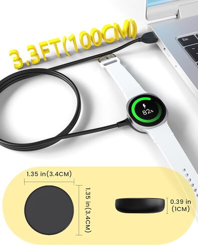 Sinoacc 2 Pack for Samsung Watch Charger Compatible with Galaxy Watch 8/8 Classic/Ultra/7/6/6 Classic/5/5 Pro/4/3/Active 2/1/Fe Smartwatch, 3.3Ft USB A Magnetic Fast Charging Cable Dock in Kuwait