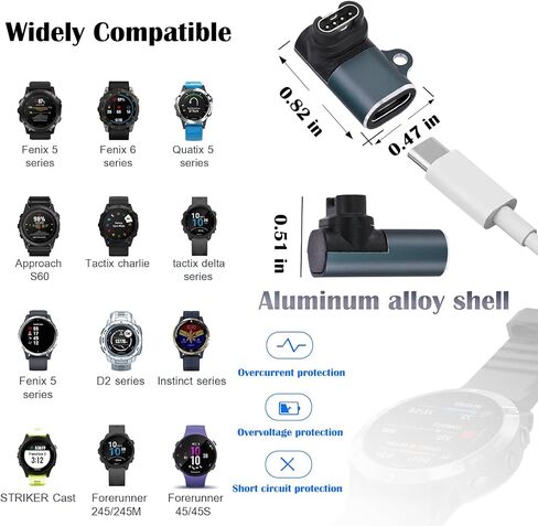 USB-C Charger Adapter for Garmin Watch, BENACES 3 Pack Garmin Charger Cable Converter with Lanyard, 90°Right Angle Garmin Charging Cable Connector for Instinct 2 Solar Fenix 7 7S 7X 6 6S 6X 5 5S 5X in Kuwait