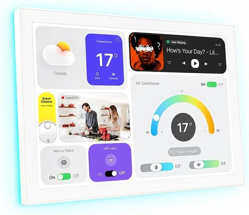 10.1" POE Smart Home Touch Panel with Proximity Sensor, 4GB+64GB Android 14 Inwall Controller 86 Box Included, WiFi 6E, RS232, RS485 LED Light Strip Home Assistant (No Camera)(White) in Saudi Arabia