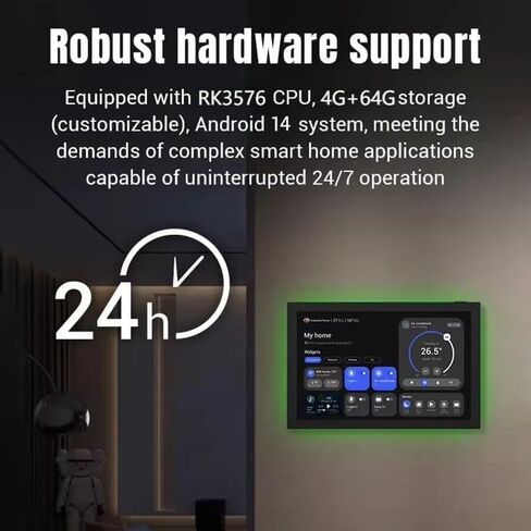 10.1" POE Smart Home Touch Panel with Proximity Sensor, 4GB+64GB Android 14 Inwall Controller 86 Box Included, WiFi 6E, RS232, RS485 LED Light Strip Home Assistant (No Camera)(White) in Saudi Arabia