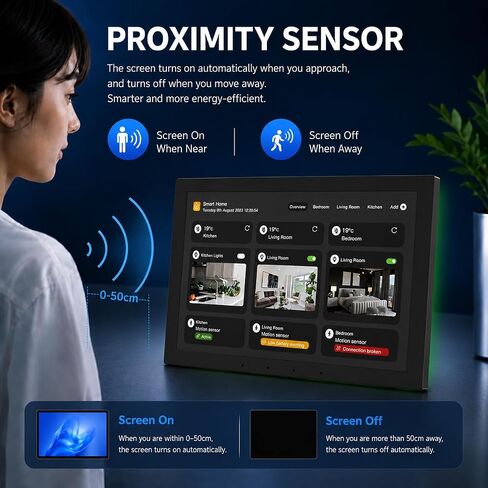 10.1" POE Smart Home Touch Panel with Proximity Sensor, 4GB+64GB Android 14 Inwall Controller 86 Box Included, WiFi 6E, RS232, RS485 LED Light Strip Home Assistant (No Camera)(White) in Saudi Arabia