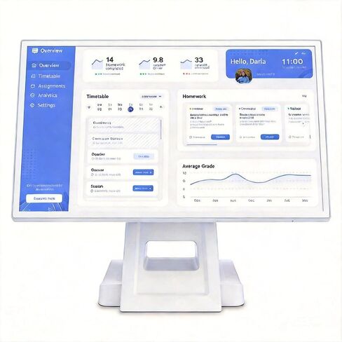 15.6 inch Android 14 Touch POS Terminal, 1920*1080 FHD Display, Screen Angle Adjustable, Android 14 powered by RK3576s 8-core CPU, 4GB+64GB, Built-in Play Store, supports major POS apps(White) in Saudi Arabia