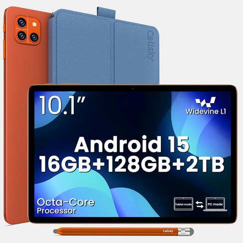 Android 15 Tablet 10.1 Inch, 16GB RAM 128GB ROM, Octa-Core, Orange in Kuwait