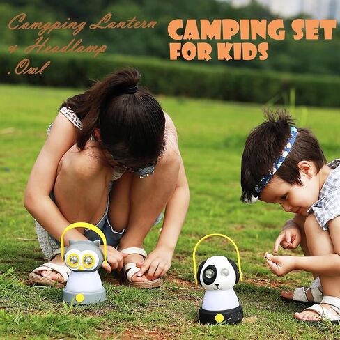 Kids Owl Lantern & Headlamp Set, 2-in-1 360° LED Camping Night Light, Battery Powered 3×AA, Child-Safe ABS, Portable Adventure Toy & Bedroom Night-Light (Pink Owl Lantern-Headlmp) in Kuwait