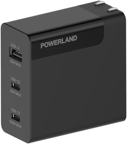 100W USB C Charger,GaN III 3-Port Fast Charging Station,PD QC Foldable Charger Block Portable Laptop Adapter for MacBook Pro/Air,iPad Pro,Galaxy S23,Dell XPS 13,iPhone 16/15/Pro and More in Kuwait