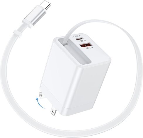 Retractable Wall Plug Phone Charger with 3FT Type C Cable,3 in 1 35W USB C Charger Foldable Block Travel Essentials Multiport Brick Fast Charging for iPhone 17e 17 Pro Max 16 15 14 13,Galaxy S26,Pixel in Saudi Arabia