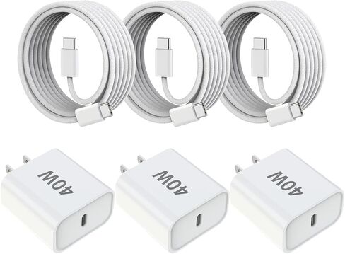 iPhone 17 16 Fast Charger,3Pack 40W 6FT USB C Charging Block iPhone 17 Charger Fast Chargers with Braided USB C to C Cable for iPhone Air/17/17 Pro/17 Pro Max/16 Pro Max/16 Plus/16e/15/15 Pro Max,iPad in Kuwait