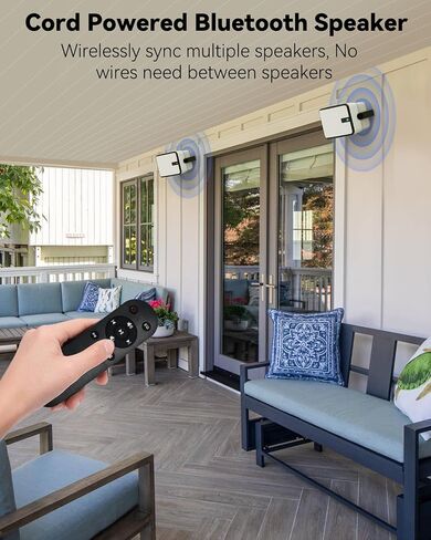 400W Outdoor Bluetooth Speakers, Wireless Sync Between Speakers, Powerful Bass, Wall Mount for Patio, Porch, Gazebo, Garage, 2-Pack, White(MZ-621) in Saudi Arabia