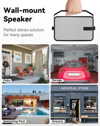 400W Outdoor Bluetooth Speakers, Wireless Sync Between Speakers, Powerful Bass, Wall Mount for Patio, Porch, Gazebo, Garage, 2-Pack, White(MZ-621) in Saudi Arabia