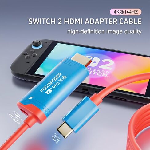 Switch 2 Portable Dock Cable, USB C to HDMI Adapter Cable with PD 100W Charging, 4K@144Hz TV Dock for Switch OLED, Steam Deck, ROG Ally, Travel Mini Dock in Kuwait