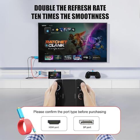 Switch 2 Portable Dock Cable, USB C to HDMI Adapter Cable with PD 100W Charging, 4K@144Hz TV Dock for Switch OLED, Steam Deck, ROG Ally, Travel Mini Dock in Kuwait
