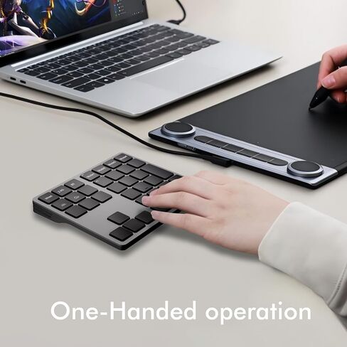 Doohoeek Tri-Mode Programmable Macro Keypad for Windows PC, 25 Custom Keys with Shortcut Stickers, Wireless Bluetooth/2.4G/ Wired Keyboard for Excel, Video Editing, Graphic & Office Productivity in Kuwait