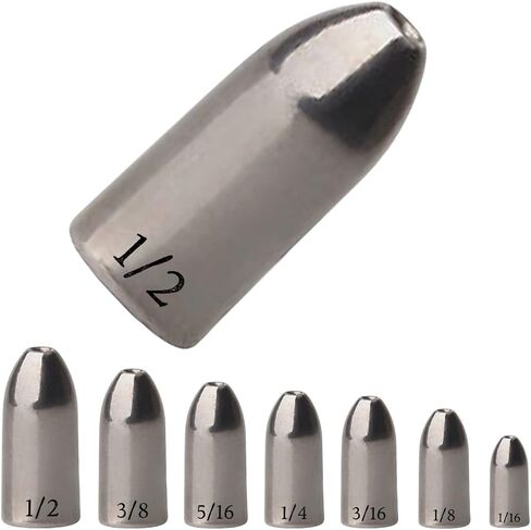 Reaction Tackle Tungsten Worm Weights for Bass Fishing - Bullet Sinkers for Texas Rig and Carolina Rig - Size Stamped Freshwater and Saltwater in Kuwait