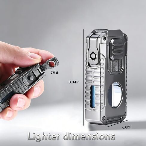 5 in 1 Butane Torch Lighter with V-Shaped Cutter, Punch & Built-in Holder | 3 Jet Flame Windproof Torch for Men in Kuwait