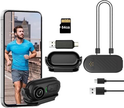 4K Mini Body Camera - 4K Mini Body Camera - Thumb POV 64GB Camwith Audio & Video Recording, 6-Axis Image Stabilization, Wearable Hands-Free Chest Pov Recording - For Cap Shirt Outoor Cycling Skiing in Kuwait