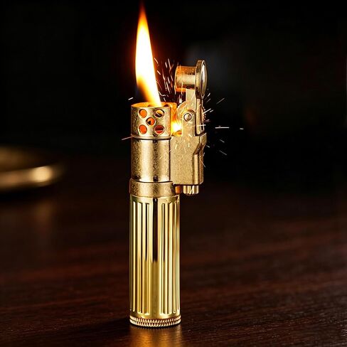 Vintage Kerosene Soft Flame Lighter Fluid Refillable, Cool Trench Lighters, Unique Old Lighters, Novelty Metal Lighter, Gifts for Men, Birthday, Father’s Day, Valentine’s Day (Gold, Fuel Not Included) in Kuwait