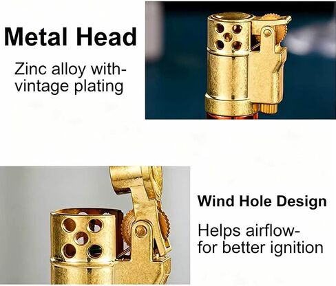 Vintage Kerosene Soft Flame Lighter Fluid Refillable, Cool Trench Lighters, Unique Old Lighters, Novelty Metal Lighter, Gifts for Men, Birthday, Father’s Day, Valentine’s Day (Gold, Fuel Not Included) in Kuwait