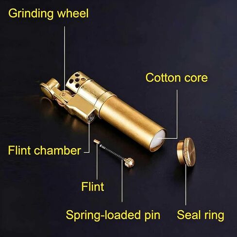 Vintage Kerosene Soft Flame Lighter Fluid Refillable, Cool Trench Lighters, Unique Old Lighters, Novelty Metal Lighter, Gifts for Men, Birthday, Father’s Day, Valentine’s Day (Gold, Fuel Not Included) in Kuwait