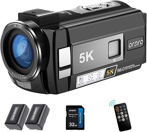 ORDRO 5K Camcorder Video Camera, Night Vision Camcorder for Travel YouTube, Digital Video Camera with 95° Wide Angle, WDR Mode, EIS Stabilizer in Kuwait