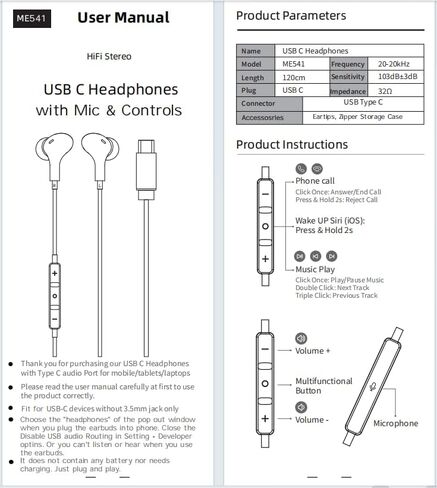USB C Headphone for Samsung S26 S25 FE S24 A16 A17 Z Wired Earbuds Magnetic in Kuwait