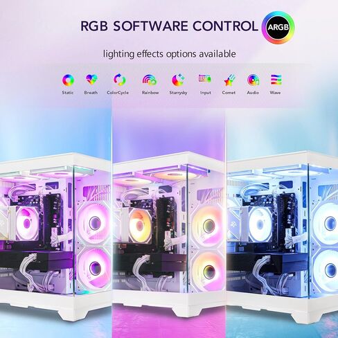 Gaming PC Desktop, AMD Ryzen 5 5600 6-Core 12 Threads, RX 6600M 8GB, 16GB RAM, 1TB SSD, Software-Controlled ARGB Lighting, Windows 11, 1080P Gaming Computer, White in Kuwait