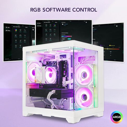 Gaming PC Desktop, AMD Ryzen 5 5600 6-Core 12 Threads, RX 6600M 8GB, 16GB RAM, 1TB SSD, Software-Controlled ARGB Lighting, Windows 11, 1080P Gaming Computer, White in Kuwait