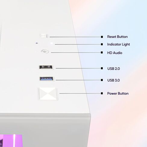 Gaming PC Desktop, AMD Ryzen 5 5600 6-Core 12 Threads, RX 6600M 8GB, 16GB RAM, 1TB SSD, Software-Controlled ARGB Lighting, Windows 11, 1080P Gaming Computer, White in Kuwait