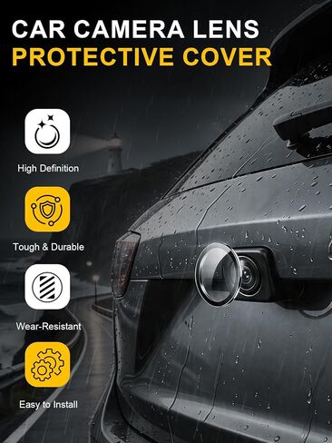 Car Camera Lens Protector 4-Pack + Backup Camera Rain Shield 2-Pack, All-Weather Protection Kit Anti-Rain Dustproof for Front,Rear,360° Panoramic Cameras, Clear HD Cover (White Rain Shield) in Saudi Arabia