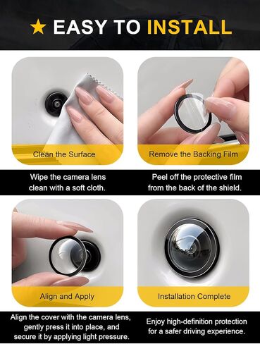 Car Camera Lens Protector 4-Pack + Backup Camera Rain Shield 2-Pack, All-Weather Protection Kit Anti-Rain Dustproof for Front,Rear,360° Panoramic Cameras, Clear HD Cover (White Rain Shield) in Saudi Arabia