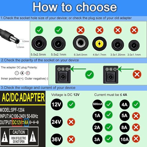 12V 4A 48W AC/DC Adapter 12V 4A Power Supply DC Plug 5.5x2.5mm in Kuwait