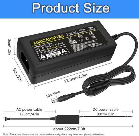 12V 4A 48W AC/DC Adapter 12V 4A Power Supply DC Plug 5.5x2.5mm in Kuwait