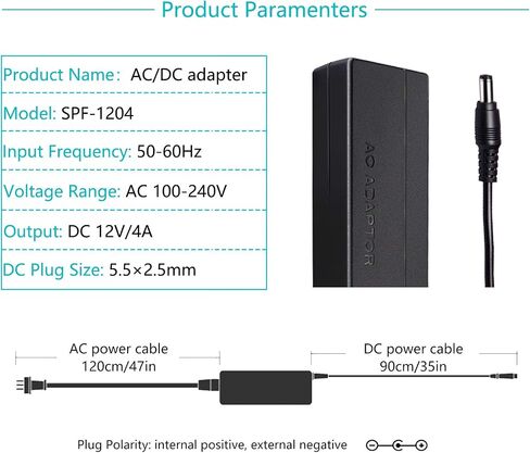 12V 4A 48W AC/DC Adapter 12V 4A Power Supply DC Plug 5.5x2.5mm in Kuwait