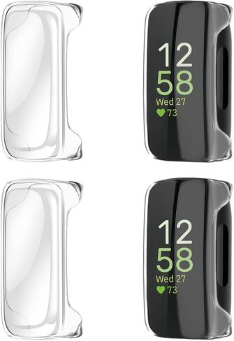 4 Pack Compatible For Fitbit Inspire 3 Case Clear, Soft TPU Full Cover Protection Bumper & HD Watch Screen For Inspire 3 Protector-Transparent in Kuwait
