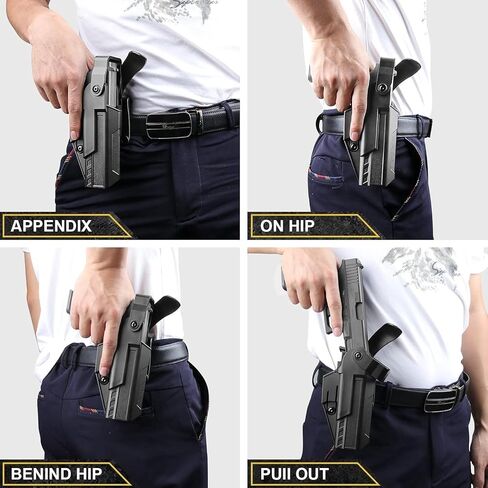 Level 3 OWB Duty Holster, Ready Polymer Holster with Dual Safety System, Adjustable Retention & 60° Cant, Fits Glock 17/19/19X/22/23/32/44/45 (Gen 1-5), Right Hand in Kuwait