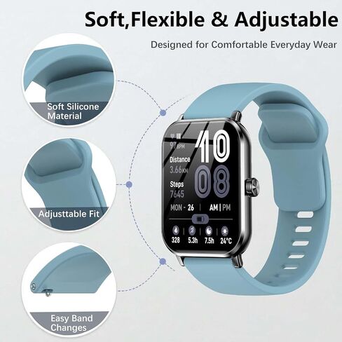 for Jacoosa TG38 Band,Silicone Replacement Band Adjustable Sport Watch Strap,Soft Breathable Wristband for Men Women,Comfortable for Everyday Wear and Activities(Black+Blue) in Kuwait