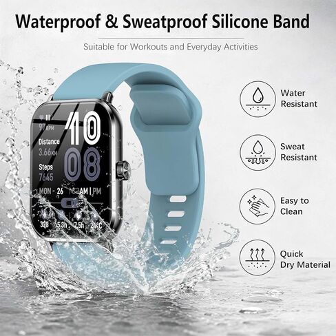 for Jacoosa TG38 Band,Silicone Replacement Band Adjustable Sport Watch Strap,Soft Breathable Wristband for Men Women,Comfortable for Everyday Wear and Activities(Black+Blue) in Kuwait