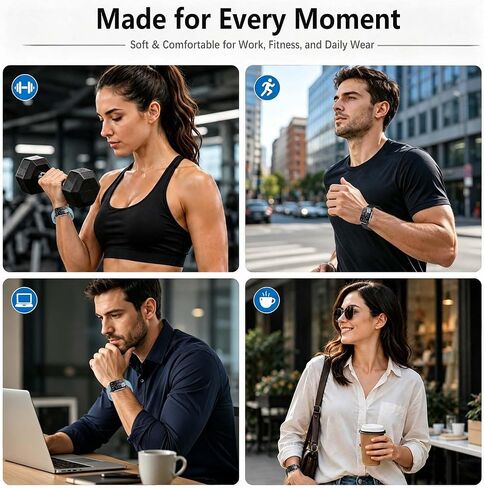 for Jacoosa TG38 Band,Silicone Replacement Band Adjustable Sport Watch Strap,Soft Breathable Wristband for Men Women,Comfortable for Everyday Wear and Activities(Black+Blue) in Kuwait