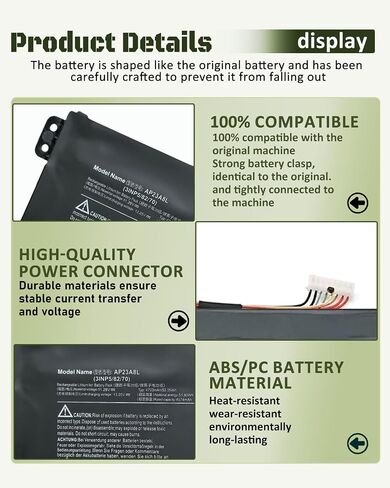 AP23A8L AP23A7L Laptop Battery Replacement for Aspire Go 15 AG15-31P Aspire 3 A315-24P A317-55P Extensa 15 EX215-23 Series Notebook 53.05Wh in Kuwait