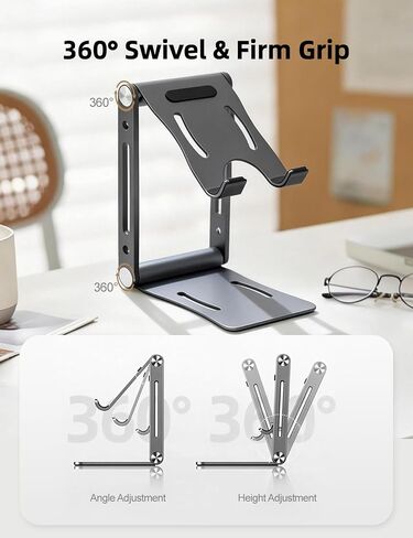 Foldable Adjustable Metal Phone Stand, Carbon Steel Anti-Slip Desk Holder in Kuwait